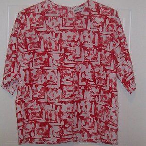 PIERRE CARDIN RE & WHITE BLOUSE SIZE 8